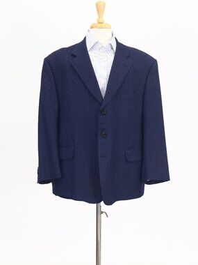 Coppley 48S Blue Blazer Sport Coat Jacket 3-Button Herringbone W938
